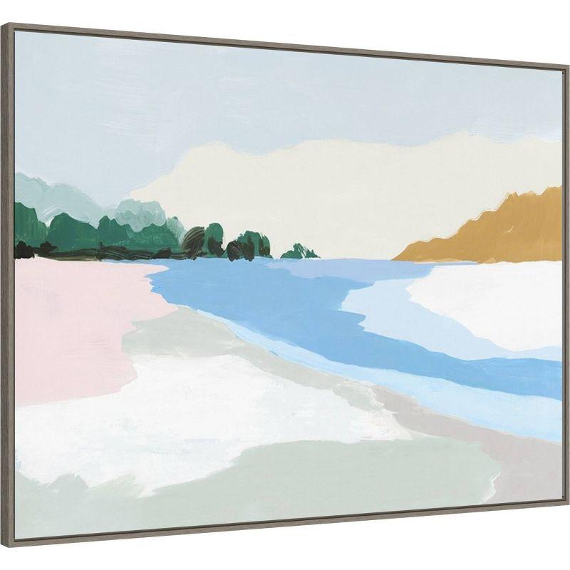 42" x 32" Soft Coastal II by Isabelle Z Framed Canvas Wall Art Print - Amanti Art