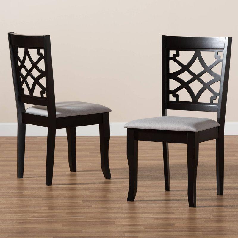 Set of 2 Mael Dining Chair Gray/Dark Brown - Baxton Studio: Elegant Cut-Out Back, Foam-Padded, Saber Legs