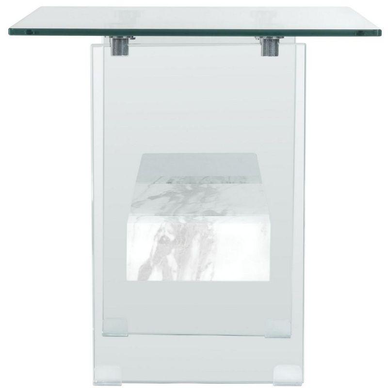 Kayley Accent Table - Glass/Faux White Marble Shelf - Safavieh.