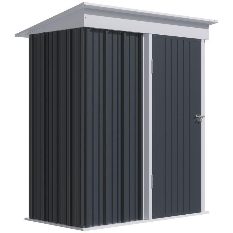 Outsunny 5' x 3' Metal Outdoor Storage Shed, Garden Utility Tool House with Double Lockable Doors for Backyard, Patio, Lawn, Garage