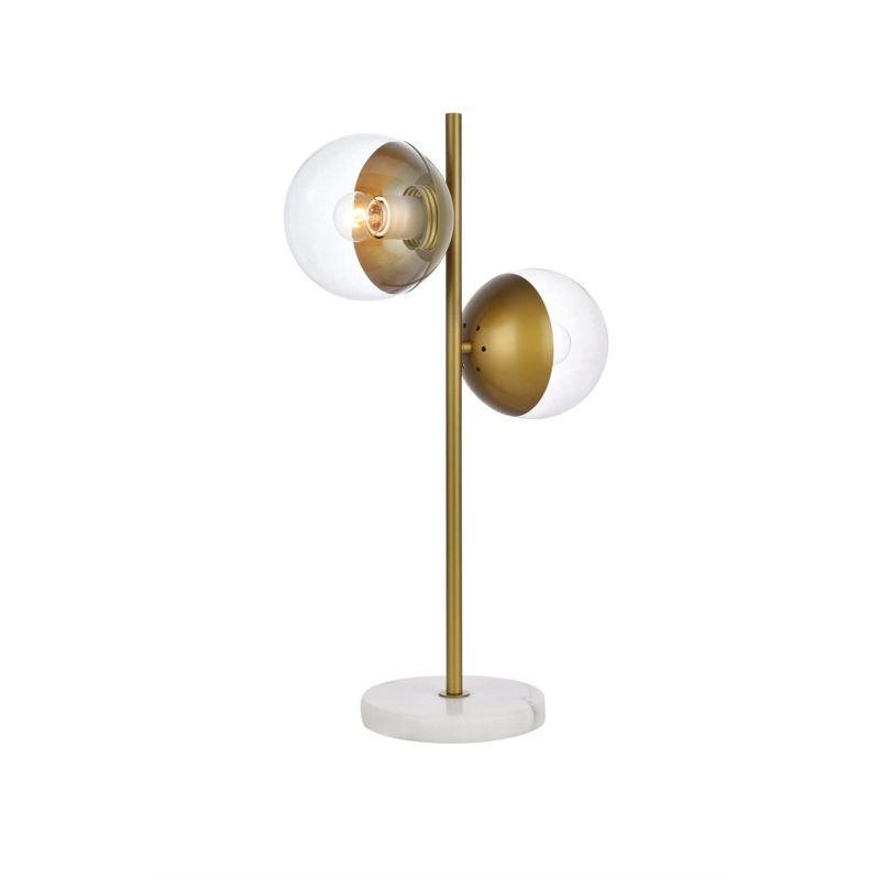 Elegant Lighting Eclipse 2 Lights Brass Table Lamp With Clear Glass