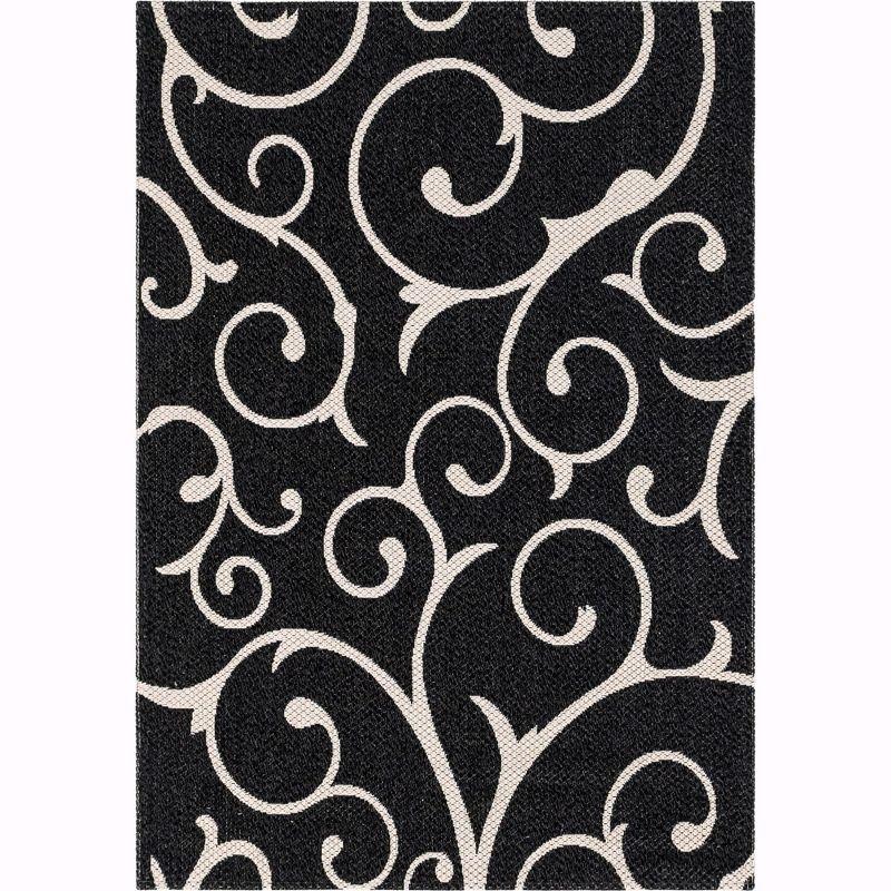 Unique Loom 4' 2 x 6' 0 Black Decatur Scroll Area Rug