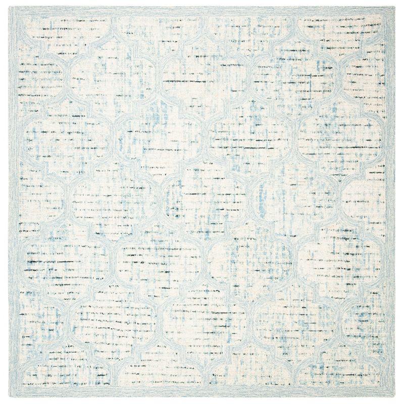 Abstract ABT474 Handmade Indoor Area Rug - Ivory/Turquoise - 6'x6' - Safavieh