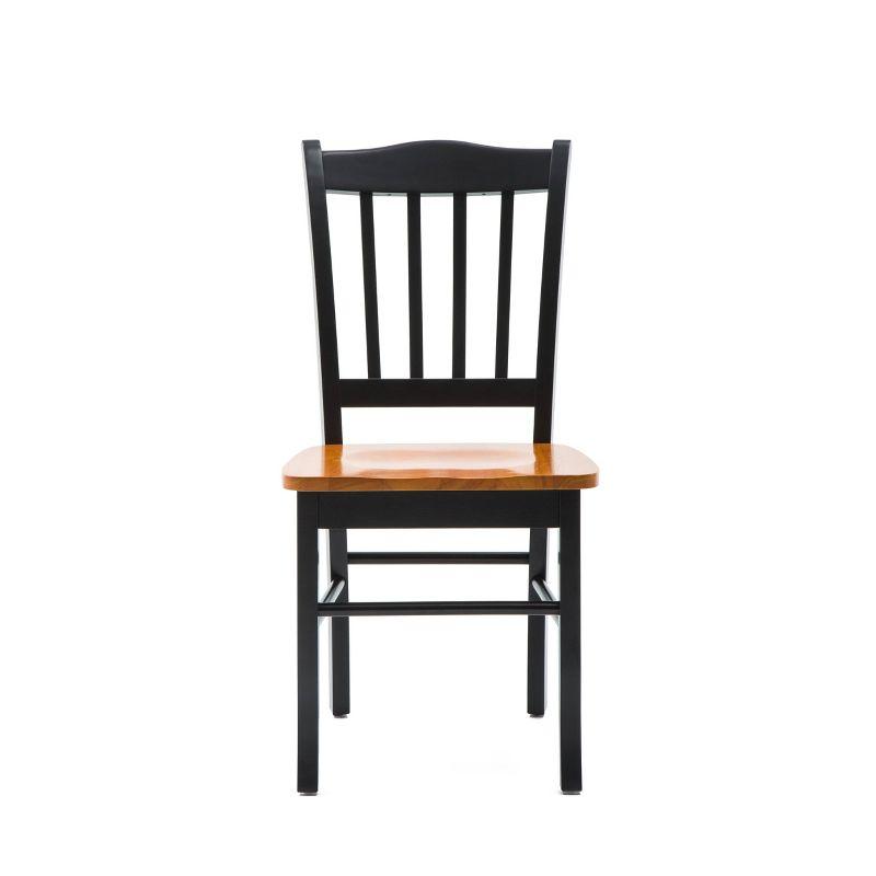 Set of 2 Shaker Wood Dining Chairs Black/Oak - Boraam: Rubberwood, Farmhouse Style, 300lbs Capacity