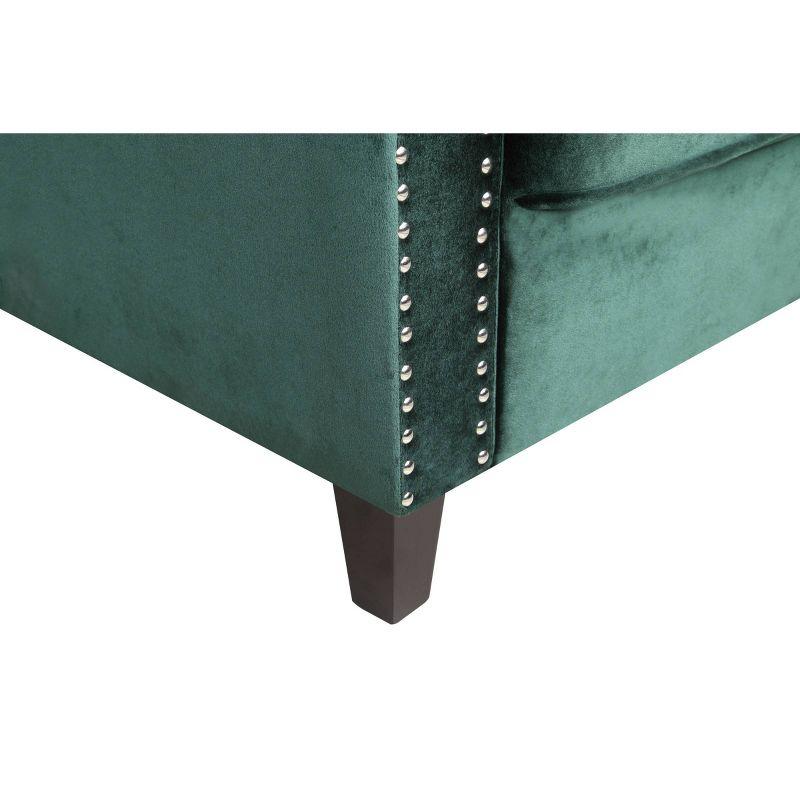 Camren Green Velvet Swoop Arm Accent Chair with Espresso Wood Legs