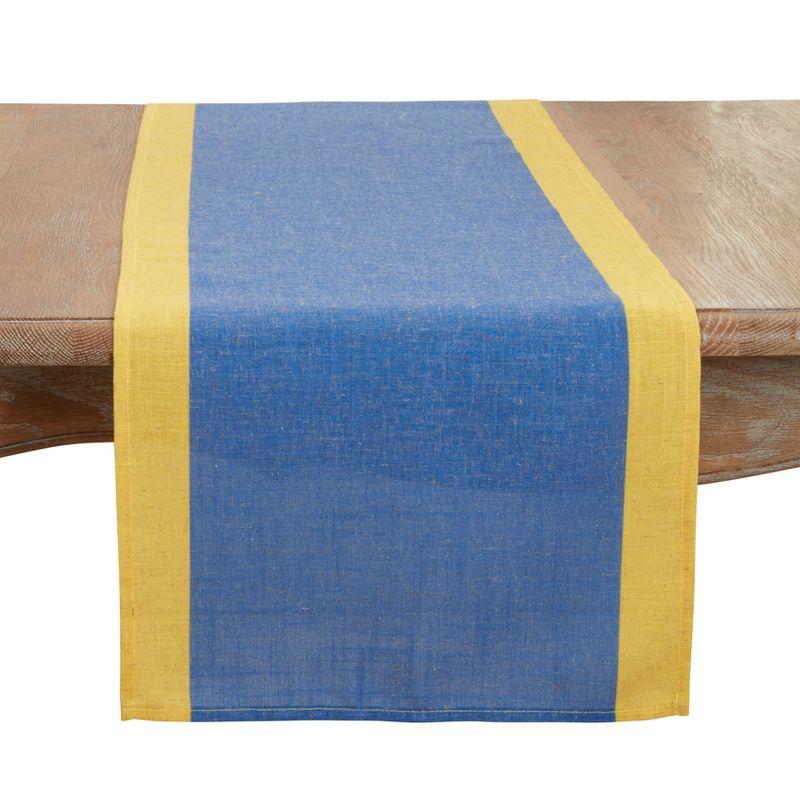 Blue and Yellow Polyester Color Block Table Runner