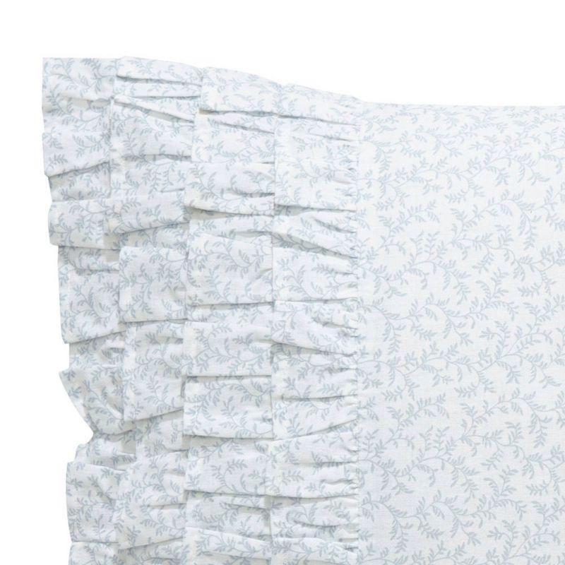 Chloe Blue/White Floral 100% Cotton Breakfast 14x20 Decorative Pillow Cover with Removable Insert