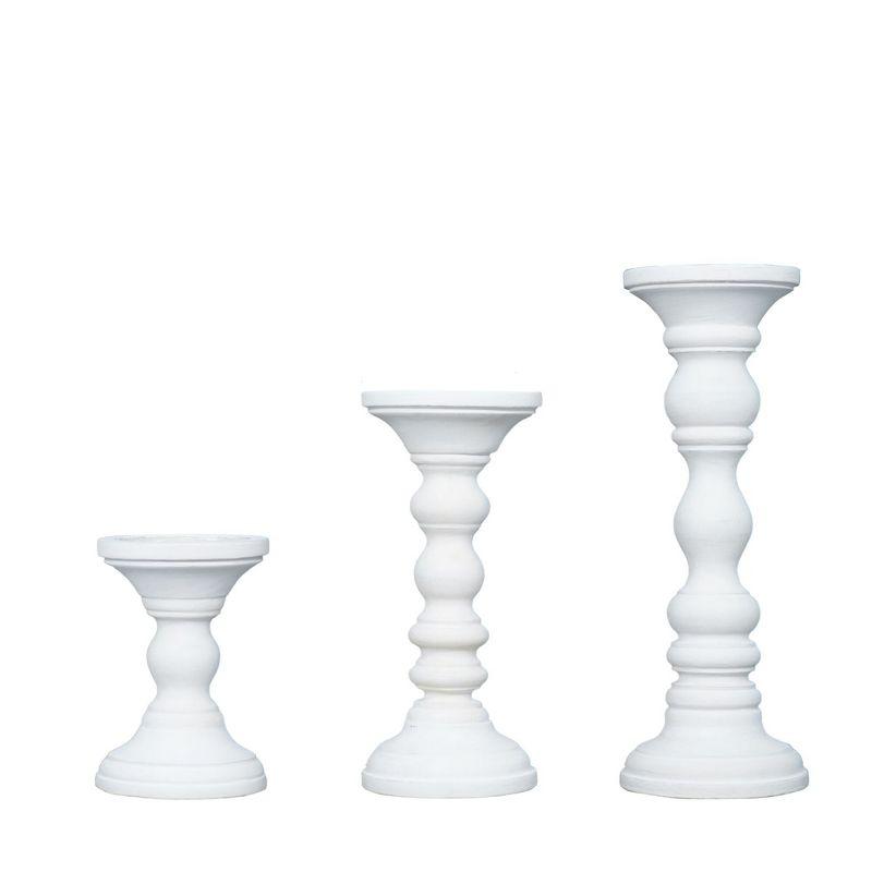 Mela Artisans Matte White Farmhouse Candle Holders for Pillar Candles (Set of 3)
