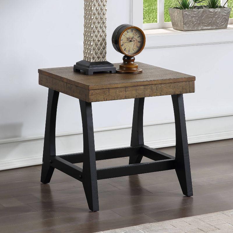 Caramel and Ebony Rectangular Wood End Table with Storage