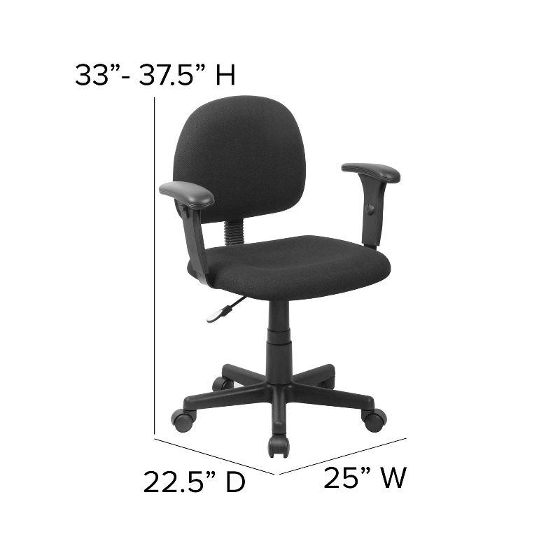 Ergonomic Black Fabric Task Chair with Adjustable Arms