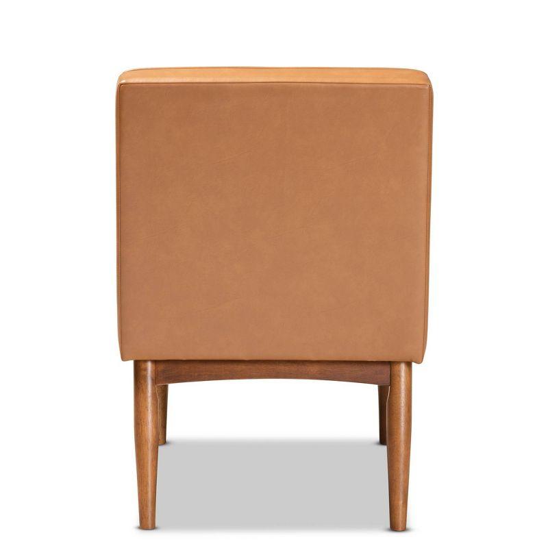 Riordan Wood Dining Chair Tan/Walnut Brown - Baxton Studio: Faux Leather Upholstery, Spot Clean, Armless Design