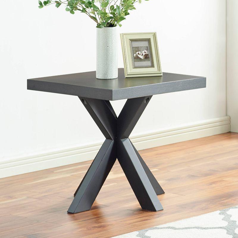 Steve Silver Co. Harris End Table Black: Square Accent Table, Rubberwood Frame, MDF Veneer Top