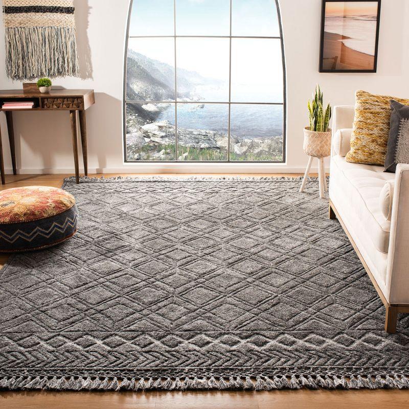 Gray 8' x 10' Hand-Tufted Wool Shag Rug