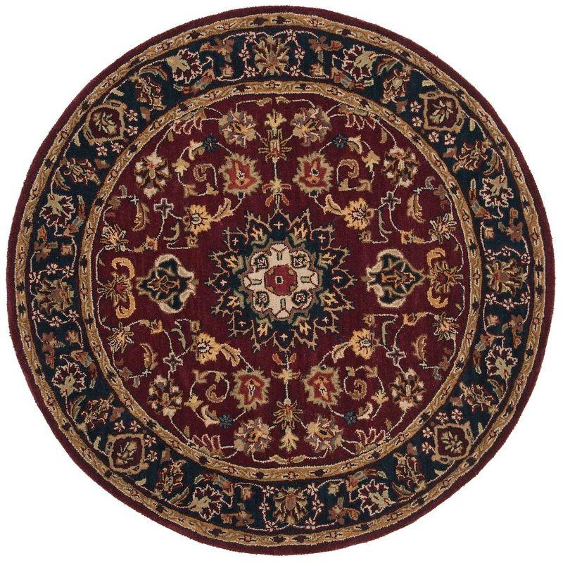 Classic CL362 Hand Tufted Area Rug - Burgundy/Navy - 6' Round - Safavieh.