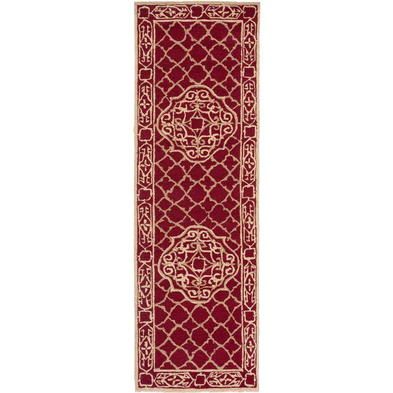 Easy Care EZC729 Hand Hooked Runner Rug - Maroon/Gold - 2'6"x8' - Safavieh.