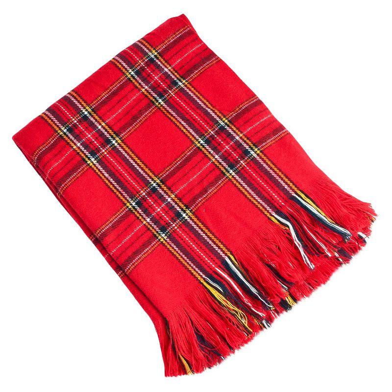 Red Plaid Design Throw (50"X60"): Saro Lifestyle, Acrylic & Polyester, Hand Wash, Tumble Dry, All Ages