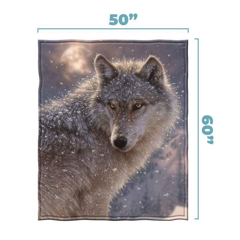 Lone Wolf Gray Fleece Hooded Kids Blanket