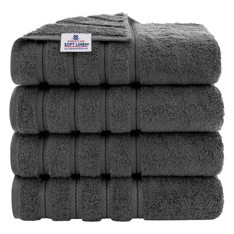 American Soft Linen 100% Cotton Luxury Turkish 4 Piece Bath Towel Set, 27x54 inches Soft Quick Dry Bath Towels for Bathroom