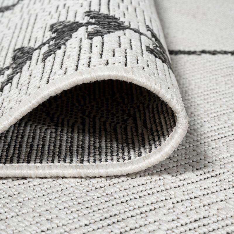 5'x8' Derya  Diamond Trellis Indoor/Outdoor Area Rug, Ivory/Black - JONATHAN Y