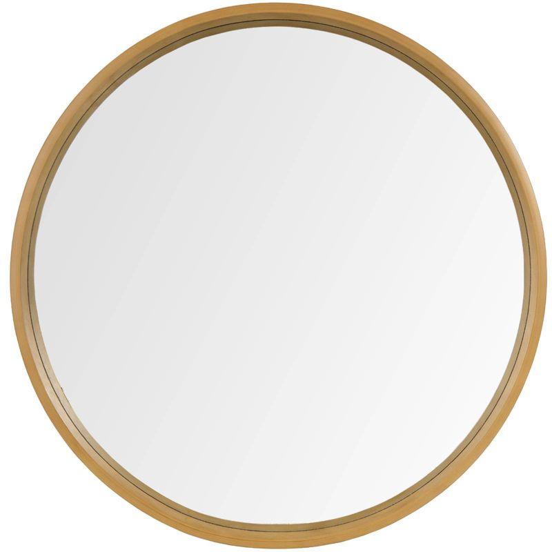 Natural Pine Round Wall Mirror 34"