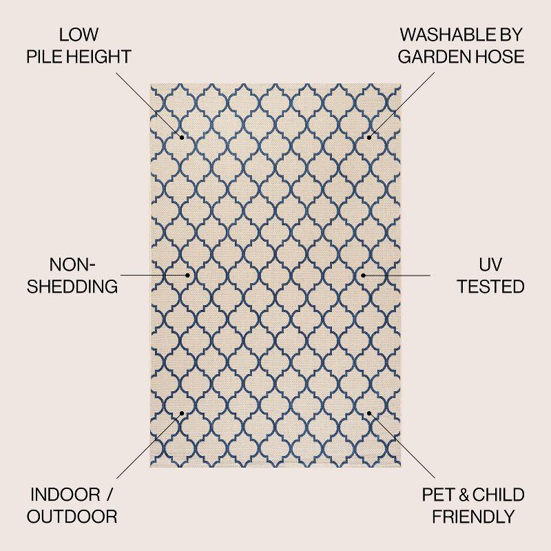 8'x10' Arabesque Ogee Trellis Indoor/Outdoor  Area Rug, Beige/Navy - JONATHAN Y
