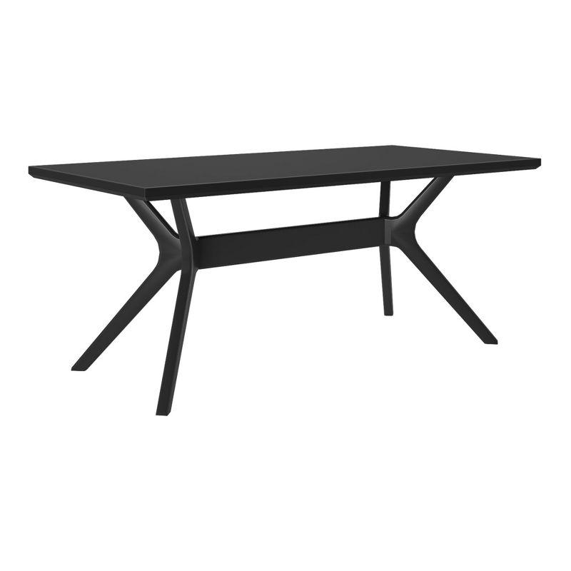 Plank+Beam 72" Verso Rectangular Dining Table for 6, Solid Wood Cross Leg Kitchen Table, Black