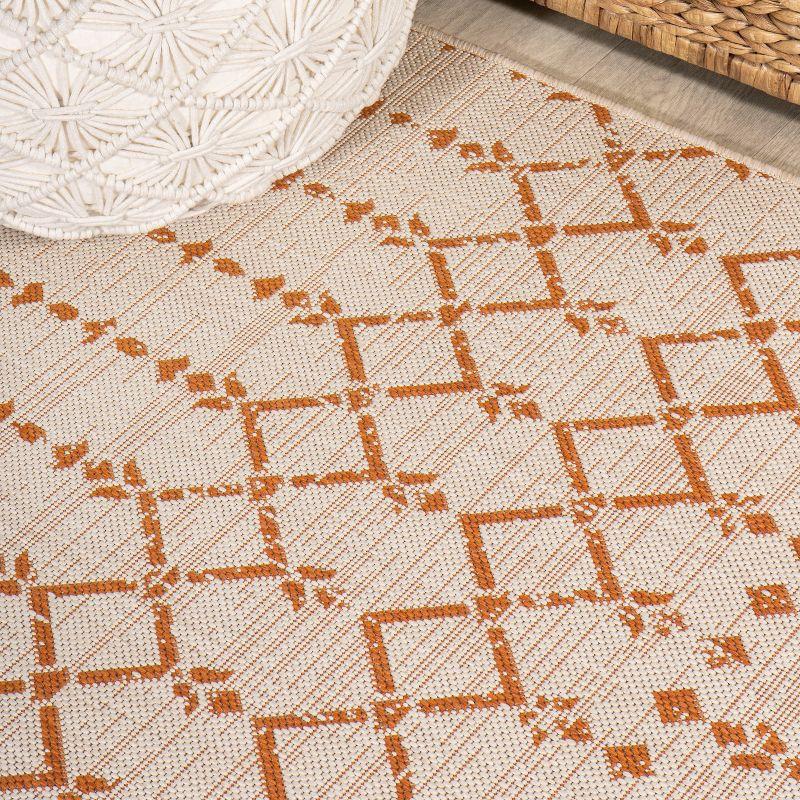 Ourika Moroccan Geometric Textured Weave Indoor/Outdoor Area Rug - JONATHAN Y