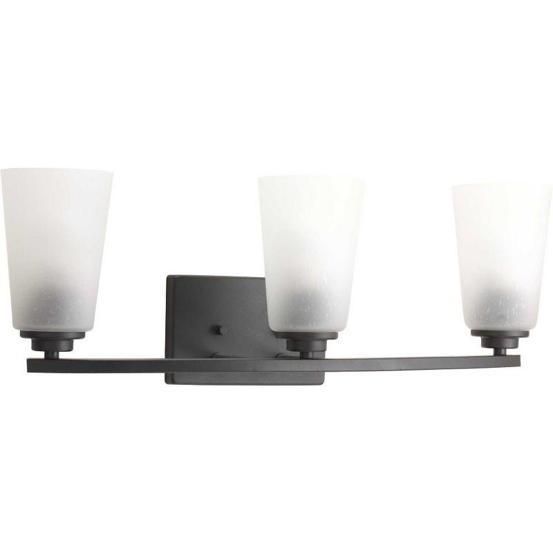 Progress Lighting Debut 3-Light Bath Vanity Fixture, Steel, Graphite, Clear Seeded Glass