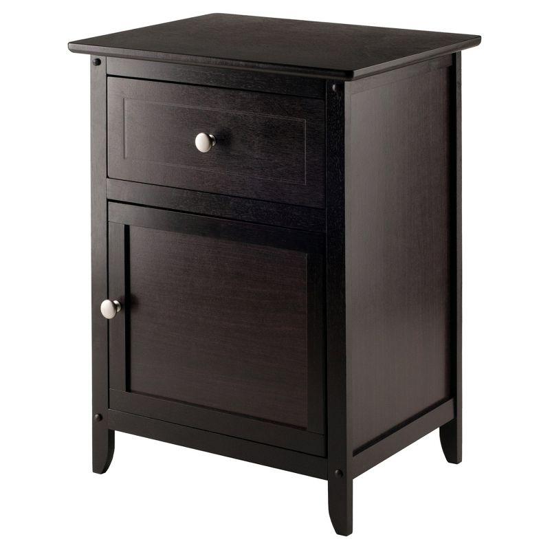 Espresso Transitional Wood Nightstand with Drawer and Cabinet