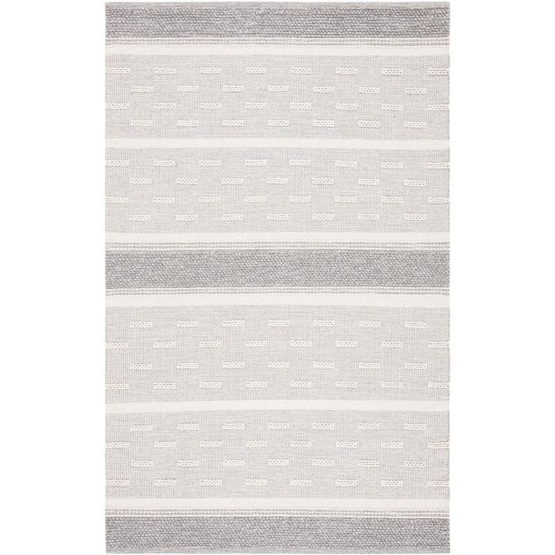 Striped Kilim STK519 Hand Woven Area Rug - Ivory/Grey - 6'x9' - Safavieh.