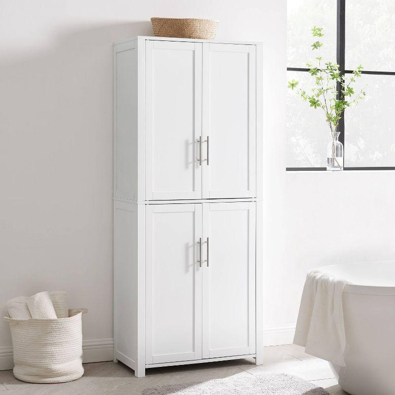 Savannah Tall Pantry White - Crosley: Shaker-Style Doors, 6 Adjustable Shelves, MDF Wood