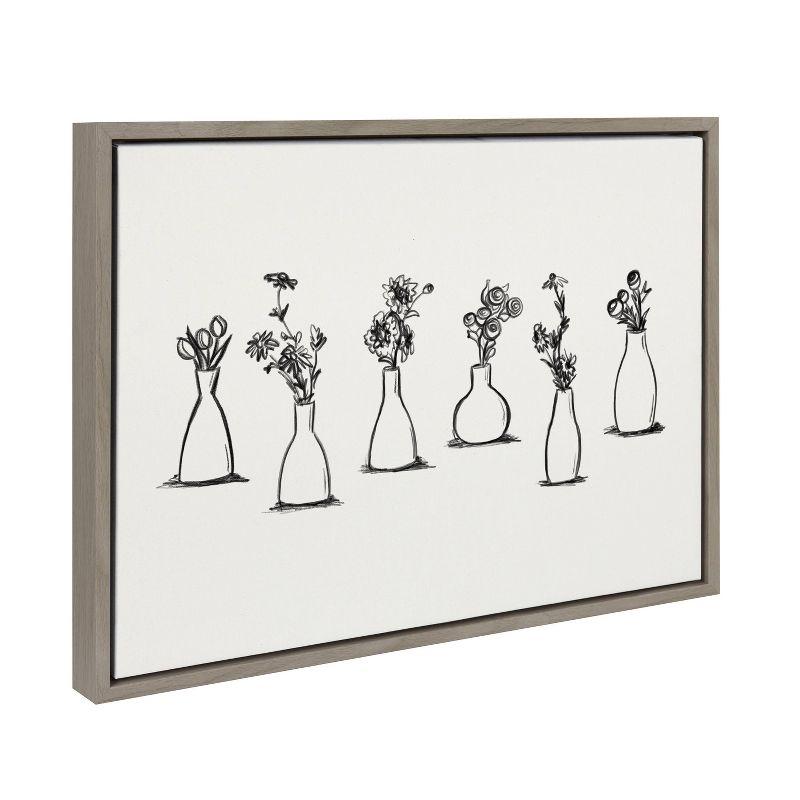18" x 24" Sylvie Still Life Group of Flowers in Vases Framed Canvas by the Creative Bunch Studio Gray - Kate & Laurel All Things Decor: