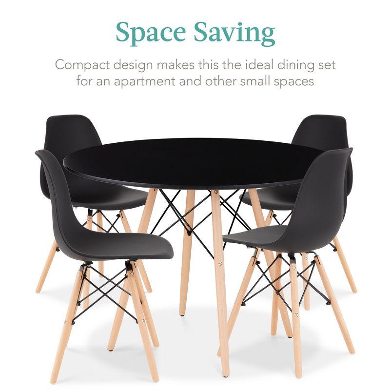 Best Choice Products 5-Piece Compact Mid-Century Modern Dining Set w/ 4 Chairs, Wooden Legs - Black/Oak