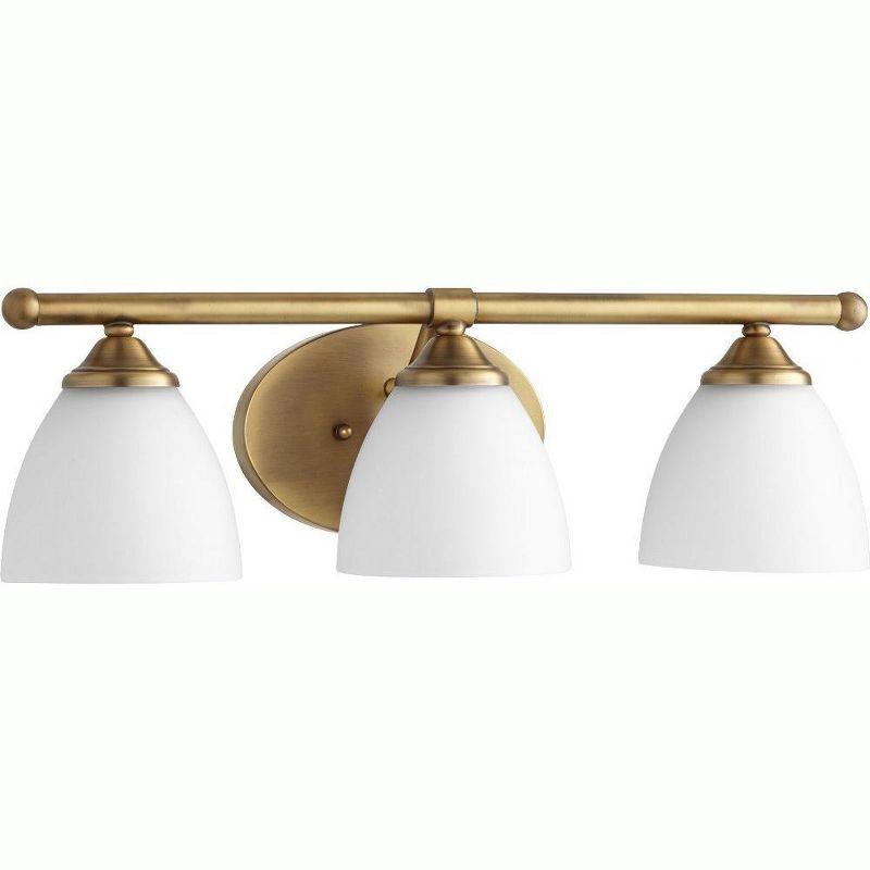 Aged Brass and Satin Opal Glass 3-Light Wall Sconce