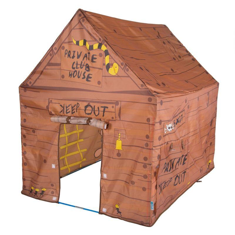 Brown Kids Clubhouse Tent with Secret Windows and Doors