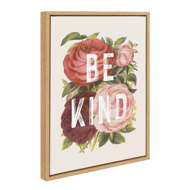 18" x 24" Sylvie Vintage Flowers Be Kind Framed Canvas by the Creative Bunch Studio Natural - Kate & Laurel All Things Decor: Modern Style