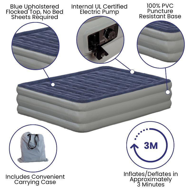Flash Furniture 18 inch Air Mattress with ETL Certified Internal Electric Pump and Carrying Case - Queen