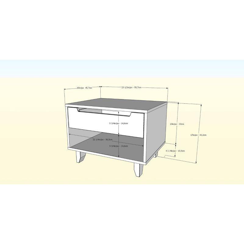 Open Shelf 1 Drawer Nightstand White/Natural Maple - Nexera: Mid-Century Modern Bedside Table, Wood Composite