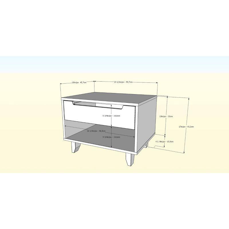 Natural Maple and White 1-Drawer Nightstand with Open Shelf