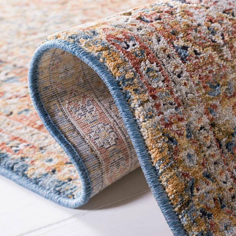 Silverado SVD106 Power Loomed Area Rug - Blue/Rust - 6'4"x6'4"Square - Safavieh.