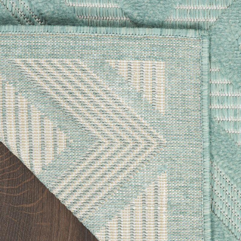 Nourison Versatile Diamond Geometric Flatweave Indoor Outdoor Area Rug Aqua/Teal 4' x 6'
