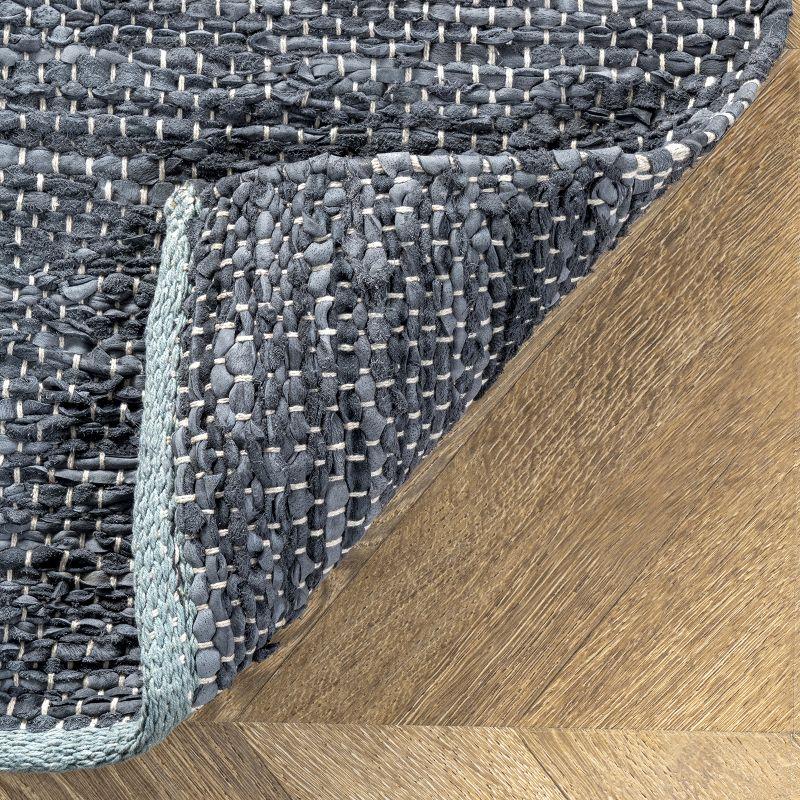 Nuloom Farren Hand Woven Diamond Leather Indoor Area Rug, 6' x 9'