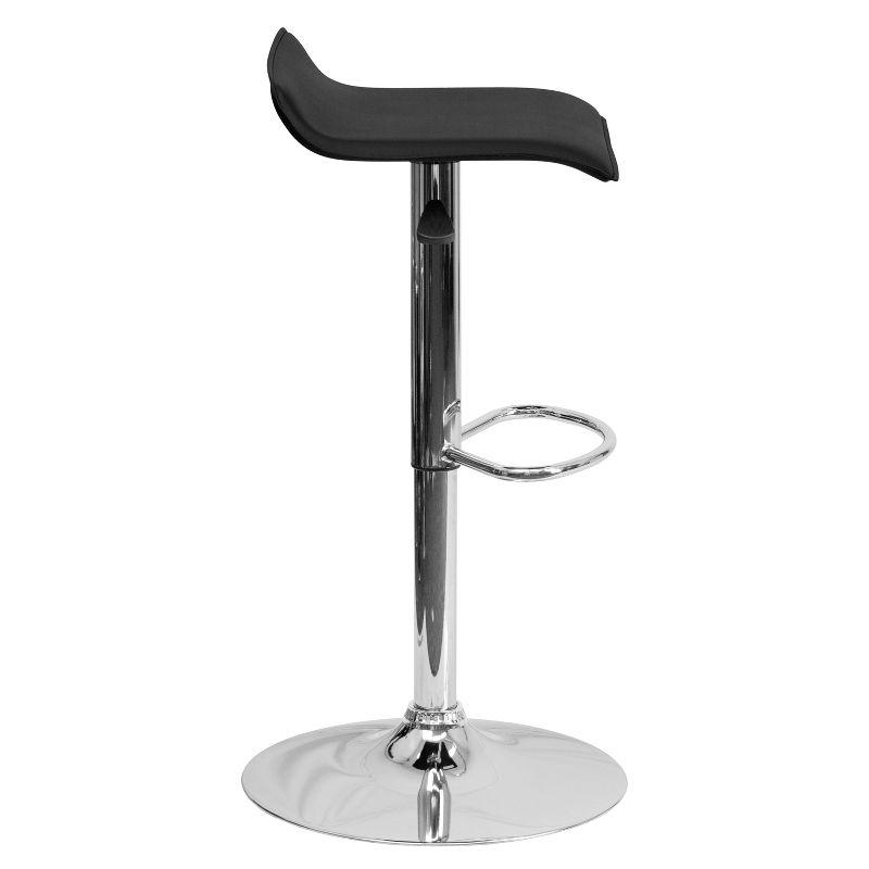 Flash Furniture Contemporary Vinyl Adjustable Height Barstool with Solid Wave Seat and Chrome Base