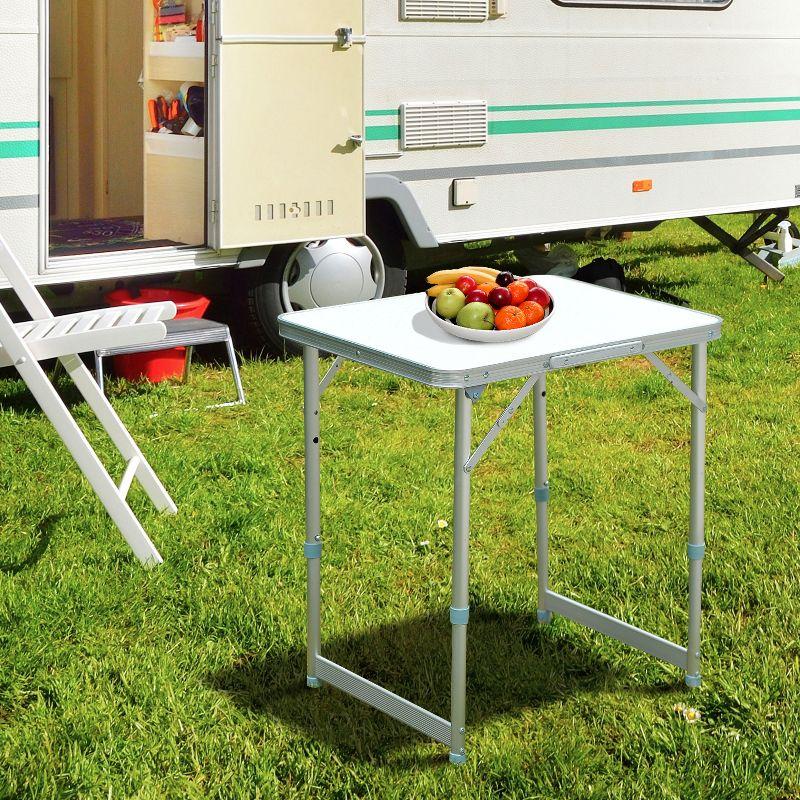 Outsunny Aluminum Lightweight Portable Folding Easy Clean Camping Table With Carrying Handle