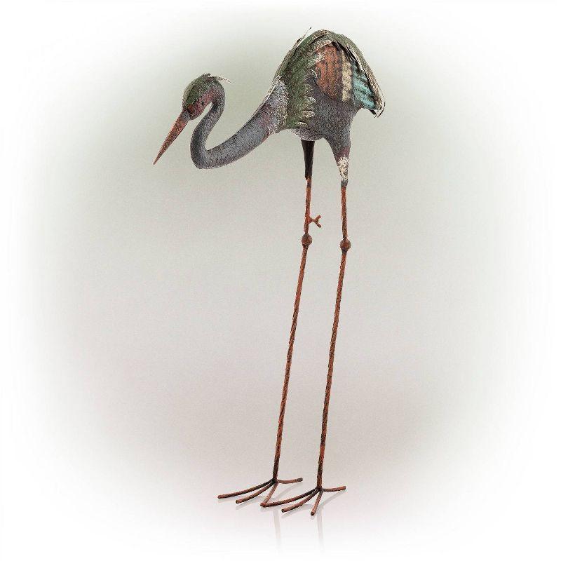 30" Metal Crane Statue - Alpine Corporation: Durable, Rust-Resistant Garden Decor