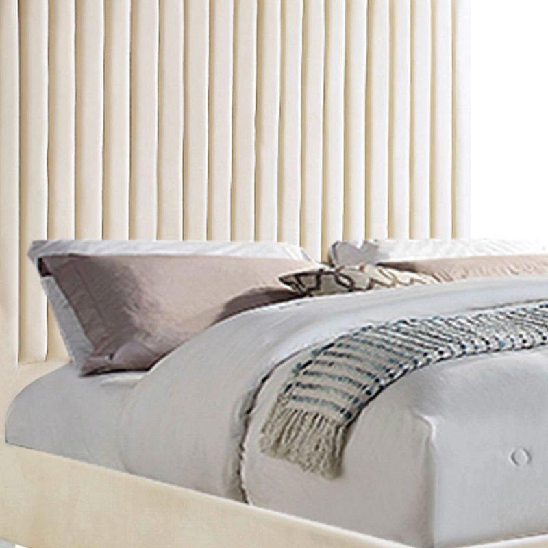 Acme Furniture 86" Queen Bed Edzia Bed Beige Velvet: Luxurious Upholstered Panel, Wood Frame, Acrylic Textile