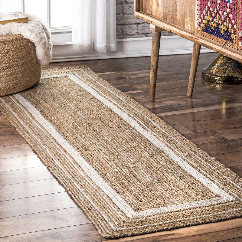 nuLOOM Rikki Coastal Braided Jute Area Rug, Runner 2' 6" x 10', Off White