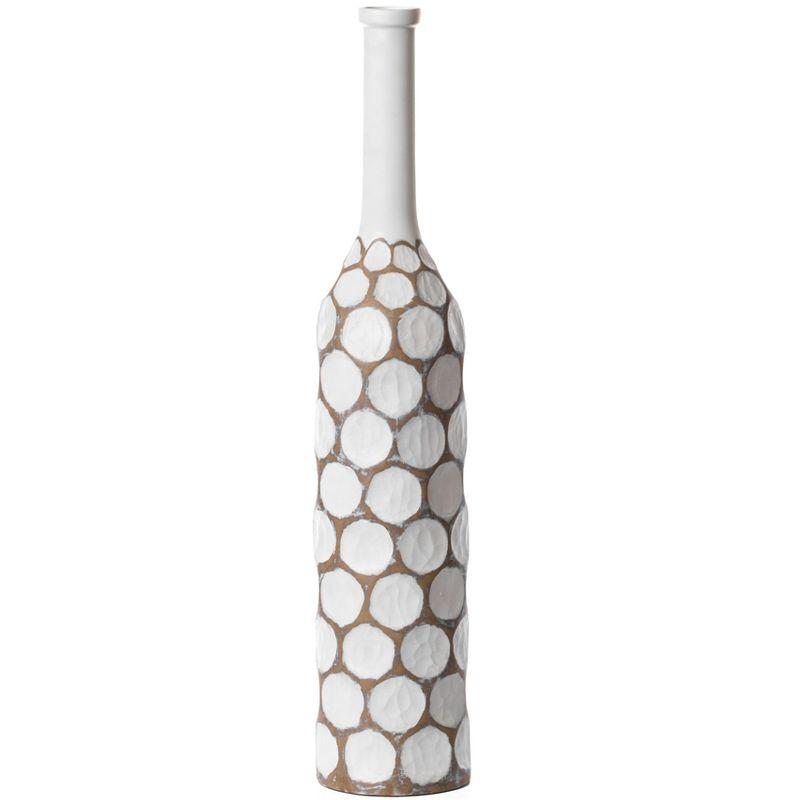 Uniquewise Decorative Contemporary Floor Vase White Carved Divot Bubble Design with Tall Neck