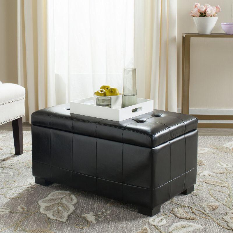 Chic Transitional Black Leather 30" Storage Bench