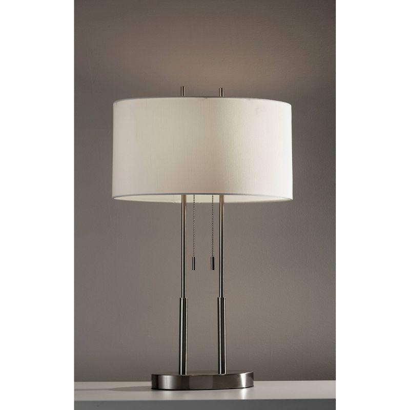 Duet Table Lamp Silver - Adesso: Modern Accent Lighting, Polyester Shade, Metal Body, ETL Listed